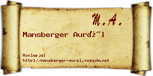 Mansberger Aurél névjegykártya